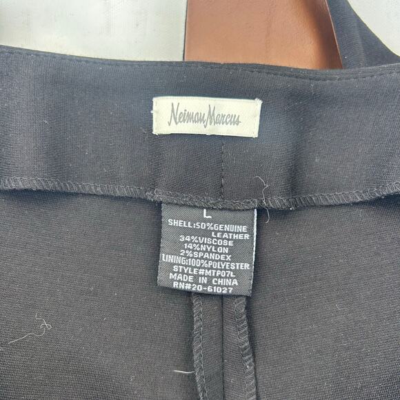 Vintage Neiman Marcus Camel Leather Front Pants Stretchy Low Rise Large Leggings - Picture 4 of 8